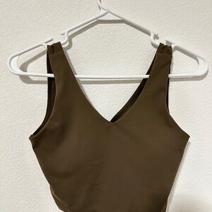 Women's Olive Green Sleeveless Tank Top with Built In Bra.